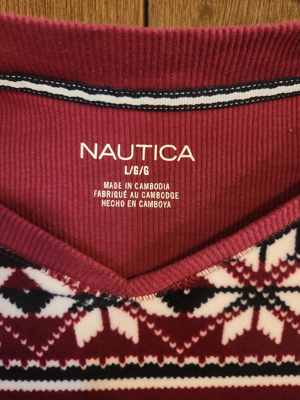 Nautica Burgundy, Navy & White Pajama Set - Picture 2 of 3